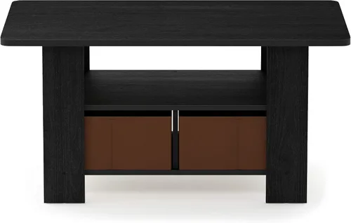 Miniatura 5 de Mesa de café Andrey de Furinno con cajón contenedor, color Americano/marrón medio, pequeño, tapa no elevable