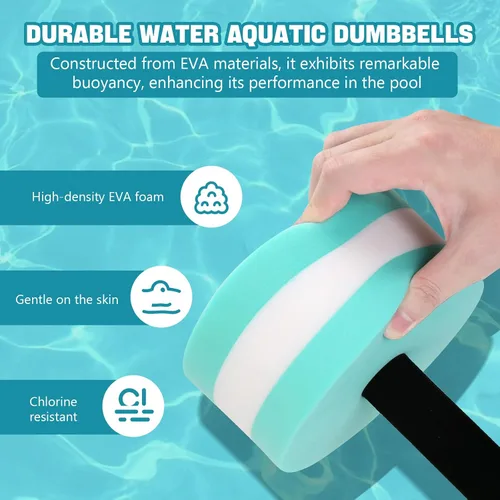 Miniatura 7 de Mancuernas acuáticas, 2 mancuernas de espuma para ejercicio aeróbico de agua, resistencia a la piscina, mancuernas desmontables para agua, fitness