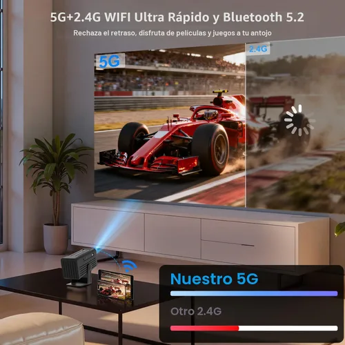 Miniatura 3 de Mini proyector, proyector portátil compatible con 4K, proyector de películas para exteriores Full HD 1080P con WiFi6 y Bluetooth