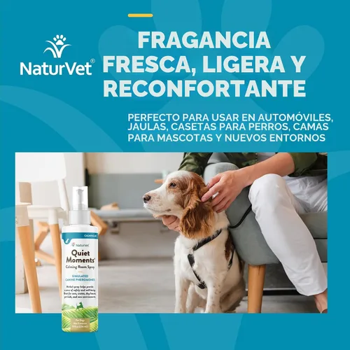 Miniatura 4 de NaturVet Quiet Moments Spray Calmante Herbal para Habitación Suplemento para Perros – Ideal para Automóviles, Jaulas para Perros, Nuevos Entornos