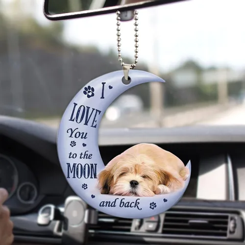 Miniatura 8 de Talataca Lhasa Apso - Bolsa de regalo de Papá Noel en color rojo, 2D, accesorios para espejo retrovisor para automóvil, adorno para árbol