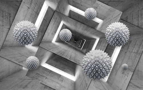 Miniatura 2 de MFWFM 3D Papel pintado de geometría esférica moderna, murales fotográficos espaciales para sala de estar, dormitorio (no se pela ni se pega)