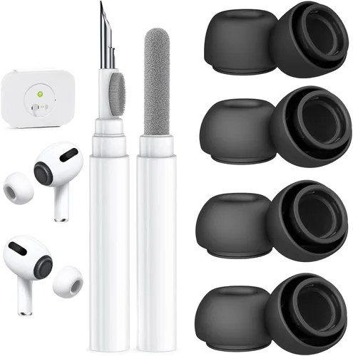 Miniatura 24 de 4 pares de puntas de repuesto para AirPods Pro 2ª/1ª generación con kit limpiador, orificio de reducción de ruido y pantalla protectora contra