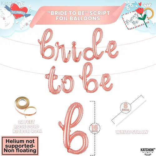 Miniatura 4 de KatchOn, Globos de oro rosa con texto en inglés "Bride To Be", 16 pulgadas, globos de despedida de soltera para decoraciones de despedida