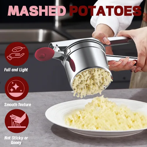 Miniatura 2 de Ricer de papas grande de 15 oz para puré de papas, resistente 18/8 de acero inoxidable para alimentos para bebés y máquina de spaetzle, herramienta