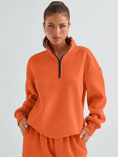 Miniatura 2 de AUTOMET Womens 2 Piece Outfits Long Sleeve Sweatsuits Sets Half Zip Sweatshirts with Joggers Sweatpants