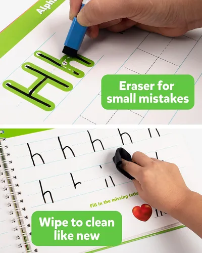 Miniatura 6 de Coogam Libro de ejercicios para aprender a escribir, Libro de práctica de números y letras, Alfabeto ABC Palabras de vista Escritura a mano Juguete