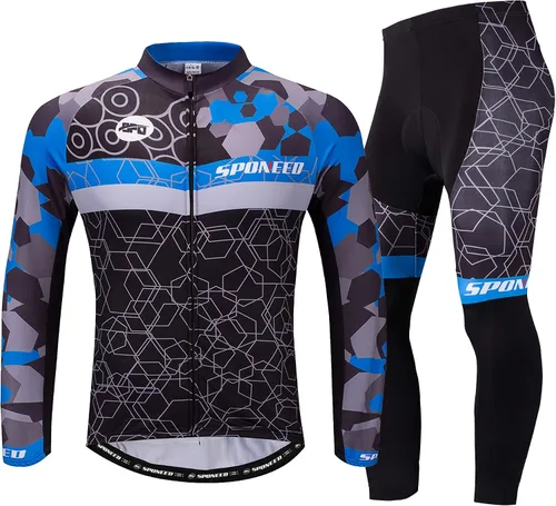 Miniatura 23 de sponeed Ropa de ciclismo para hombre, manga larga, para bicicleta de montaña, camiseta de bicicleta de carretera, pantalones acolchados, trajes