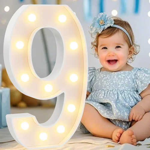 Miniatura 51 de Pooqla Letras y Números Decorativos con Luces LED, Letras y Números de Neón de Plástico Blanco para Decoración de Fiestas, Bodas, Funciona