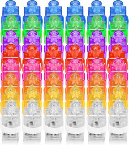 Miniatura 10 de CALIFORNIA CADE ELECTRONIC Luces de dedo, 100 piezas en 7 colores, linternas de dedo para niños y adultos, luces de dedo que brillan