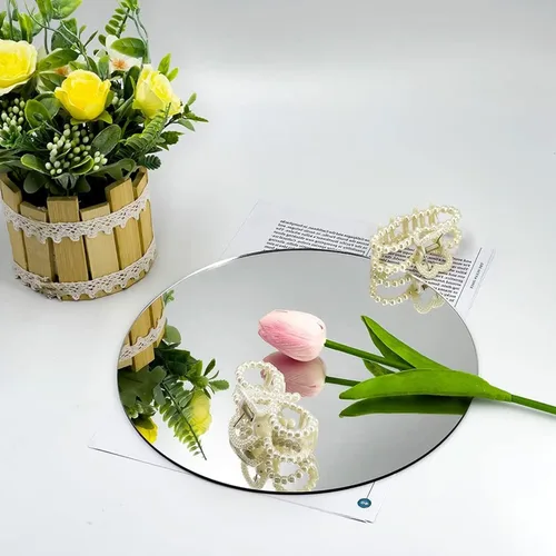 Miniatura 4 de Espejo redondo de vidrio de 12 pulgadas con cintas adhesivas, espejo circular sin marco para pared, puerta, hogar, baño, dormitorio, sala de estar