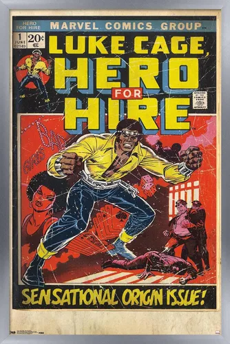 Miniatura 11 de Trends International Marvel Comics Luke Cage - Hero for Hire Cover #1 Wall Poster, 22.4L x 14.7W, Barnwood Framed Version
