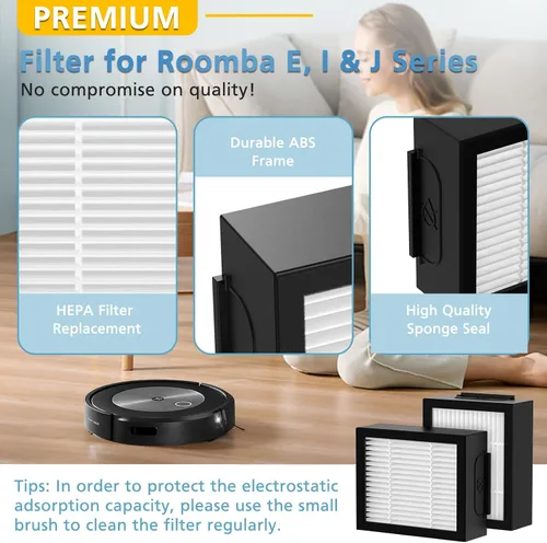 Miniatura 4 de Filtro de repuesto para iRobot Roomba e, i y j Series i7 i7+/Plus i3 i3+ E5 E6 E7 i4 i6 i6+ i8 i8+ Robot Aspiradores Partes, Paquete de 12 Filtros