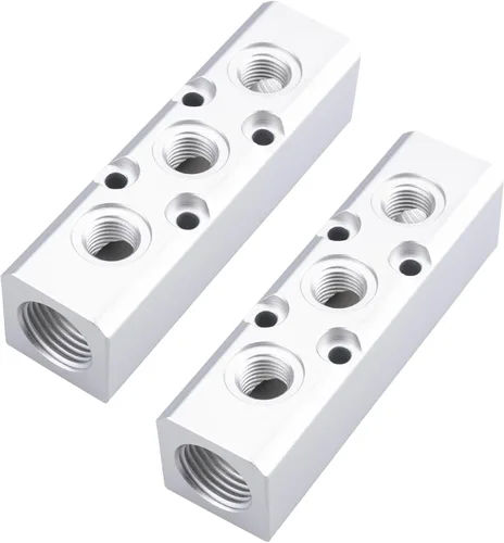 Miniatura 9 de Colector de aire, colector de compresor de aire de 2 vías y 4 puertos, divisor de bloque de colector en línea de manguera de aire, bloque