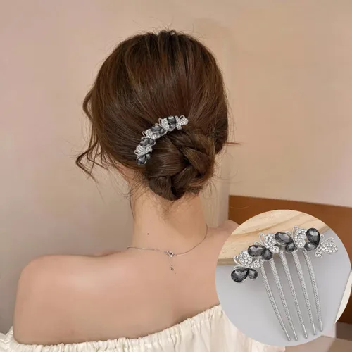 Miniatura 6 de 3 peines para el cabello con diamantes de imitación de mariposa, 5 dientes, peines laterales de cristal, vintage, herramientas para el cabello