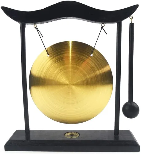 Miniatura 7 de Gong de escritorio de latón de arte zen de Hooshing, feng shui con soporte, decoración asiática para oficina en casa, signos del zodíaco chino