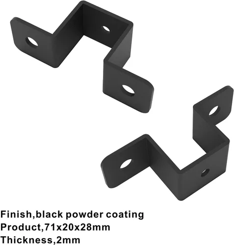 Miniatura 5 de 8 abrazaderas cuadradas para tubo, soportes de sujeción de correa negra, soporte de conector en forma de U, amarre de poste de valla de madera