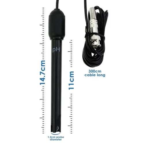 Miniatura 8 de Sonda de electrodo de pH 0-14, medidor de pH con conector BNC de repuesto y sensor de cable de 118.1 in para controlador de monitor de pH, kit