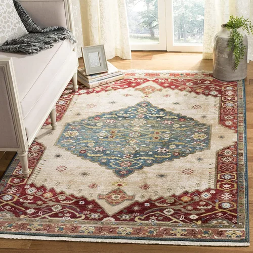 Miniatura 11 de SAFAVIEH Kashan Collection - Alfombra de pasillo, 2 pies 6 pulgadas x 8 pies, azul y rojo, diseño oriental tradicional, no desprende pelusa
