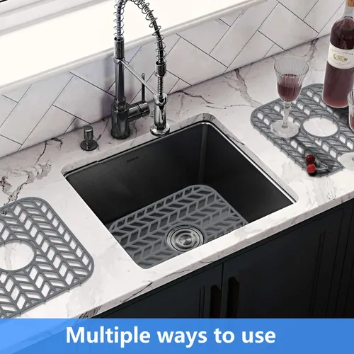 Miniatura 5 de Protectores de fregadero para fregadero de cocina de 12, 13, 16, 18, 19, 24, 26, 28, 29, 30 pulgadas, alfombrilla de silicona para fregadero