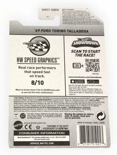 Miniatura 2 de Hot Wheels Blue 69 Ford Torino Talladega HW Speed Graphics 183/250