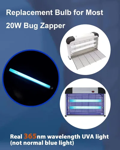 Miniatura 5 de Konideke Paquete de 6 Bombillas de Repuesto T8F10W BL de 10 W, Tubo Fluorescente de 10 Vatios para Dispositivo de 20 W, Luz Negra de 365 nm, 33 cm