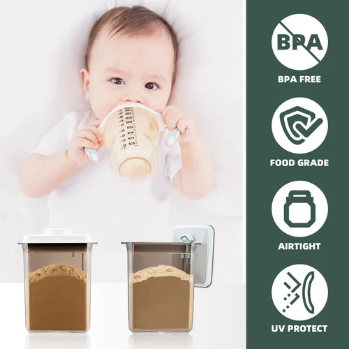 Miniatura 2 de Contenedor de fórmula para llevar, dispensador de fórmula para bebé de 2300ml hermético con cuchara y raspador, sin BPA, porta fórmulas para viajar