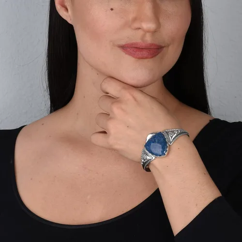 Miniatura 2 de Pulsera de plata de ley con piedras preciosas de flecha tamaño S M L Metal howlita