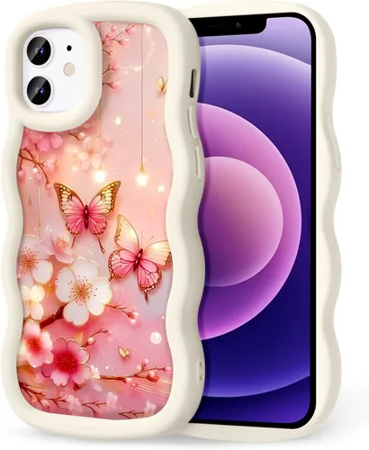 Miniatura 145 de Compatible con iPhone SE/8/7 Funda para Mujeres y Niñas, Marco Ondulado Rizado con Patrón Lindo, Estética Delgada Suave Silicona TPU Parachoques