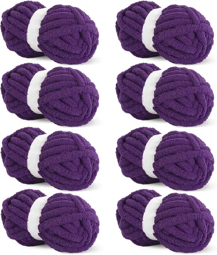 Miniatura 61 de HOMBYS Hilo de Chenille Grueso Carbón para Crochet, Hilo Grueso Espeso y Esponjoso para Tejer, Hilo Súper Grueso para Tejer Mantas a Mano, Hilo