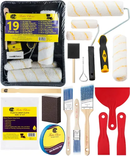 Bates - Juego de bandejas de pintura, rodillos de pintura, pinceles de pintura para pared, bandeja, cepillo de rodillo, 11 piezas de suministros de