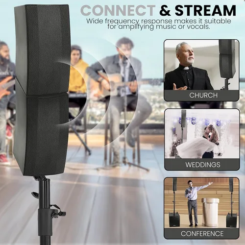 Miniatura 6 de Pyle Altavoz de columna Line Array - Sistema de sonido profesional y compacto con subwoofer de altavoz de 12 pulgadas, transmisión, amplificador