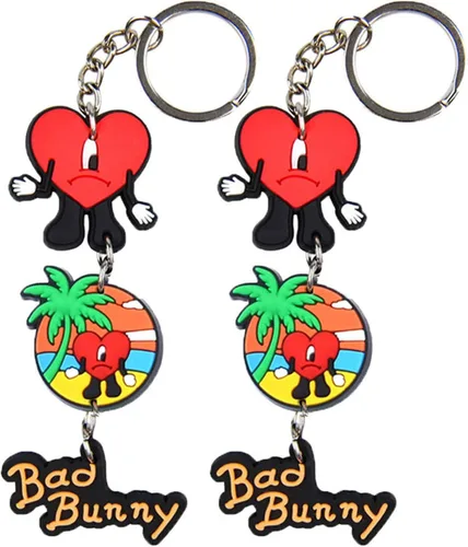 Paquete de dos bonitos llaveros en forma de corazón para mujeres y niñas, los llaveros son fáciles de transportar y adecuados para llavero de conejo