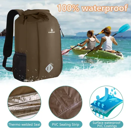 Miniatura 2 de Mochila Dry Bag de 20 L, impermeable, con bolsa para la cintura y funda para teléfono, bolsa seca para kayak, playa, rafting, canotaje, senderismo