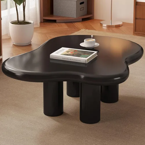 Miniatura 7 de Cloud - Mesa de centro moderna de 35.43 pulgadas con 4 patas, mesas auxiliares de estilo simple, mesas de té irregulares para sala de estar