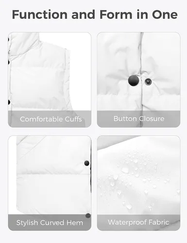 Miniatura 5 de wantdo Chalecos acolchados para mujer, chaleco grueso de invierno, ropa de abrigo, chaleco acolchado cálido