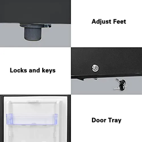 Miniatura 3 de SMETA Mini refrigerador con cerradura, compacto, bloqueable, sin absorción de ruido, 12 V/110 V, portátil, CC y CA, con bloqueo, para camioneta