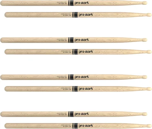 Miniatura 2 de ProMark Classic Attack 2B Shira Kashi Oak Baquetas, punta ovalada de madera, comprar 3 pares y obtener 1 gratis