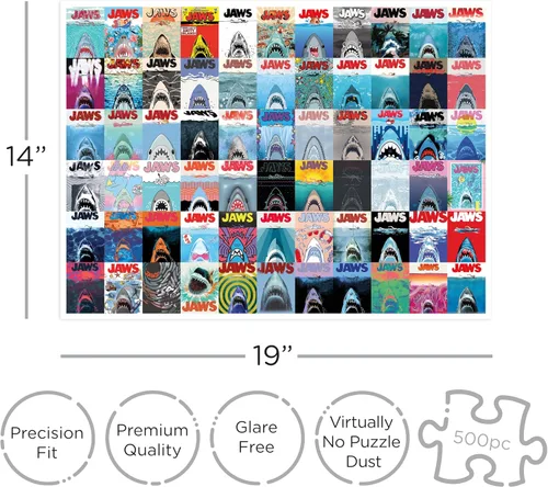 Miniatura 3 de Aquarius Jaws - Rompecabezas de 500 piezas para adultos y adolescentes, arte cinematográfico del 50 aniversario, mercancía coleccionable de 14 x 19