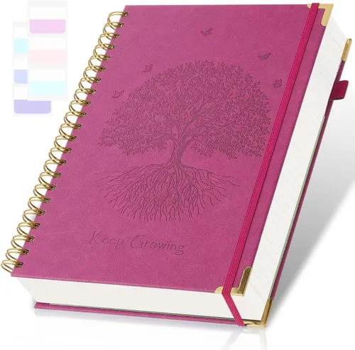 Miniatura 10 de Cuaderno de espiral, cuaderno con renglones universitarios, A5, diarios de cuero de 300 páginas para escribir, cuadernos de tapa dura de 5.7" x 8.5