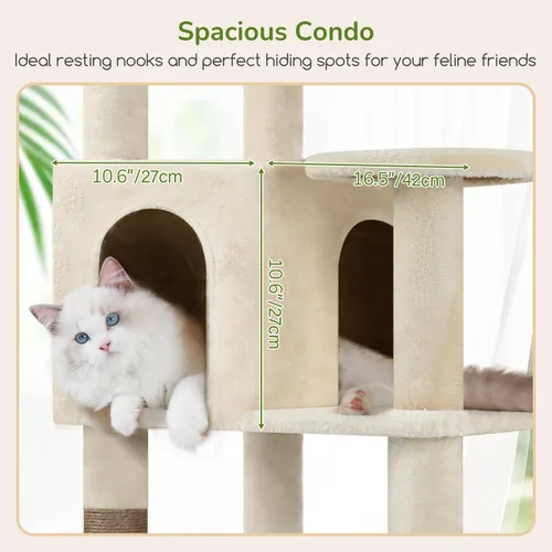 Miniatura 4 de Globlazer Árbol para Gatos de Plataforma Extra Grande, 65 pulgadas de Alto, Árbol para Gatos Resistente para Gatos de Interior Grandes Adultos