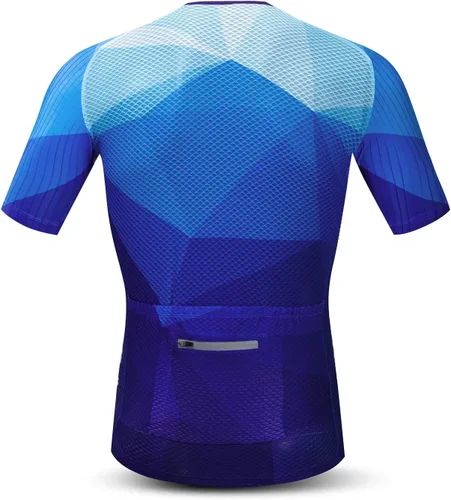 Miniatura 2 de JPOJPO Maillot de ciclismo para hombre, camisetas de ciclismo S-3XL, poliéster, cremallera reflectante, 4 bolsillos