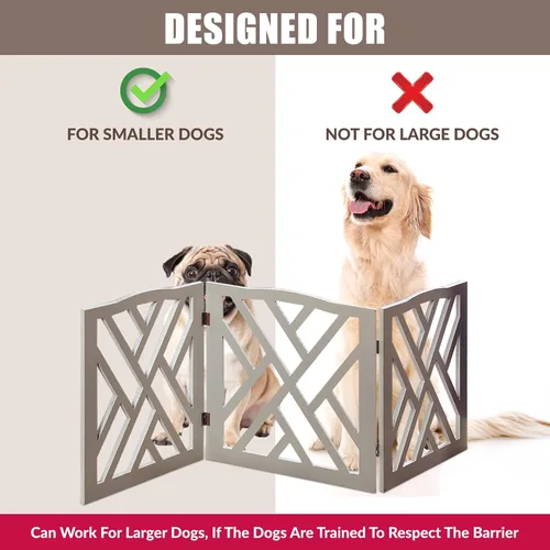 Miniatura 3 de Puerta independiente para perros expandible con valla decorativa de madera para perros pequeños a medianos, barrera para escaleras, puertas