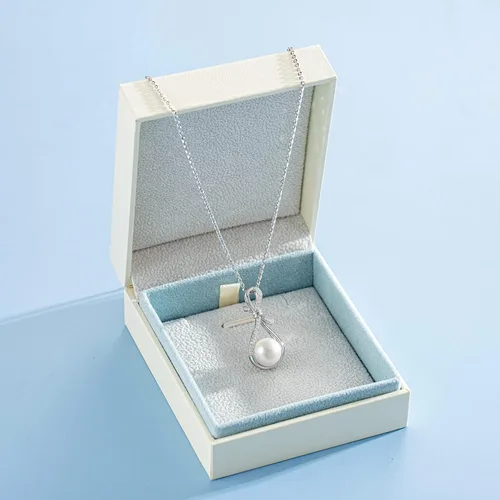 Miniatura 6 de FANCIME Pearl Necklace 9-10mm Genuine Freshwater Pearl in Sterling Silver Infinity Necklaces June Birthstone Pearl Gifts Fine Jewelry for Women