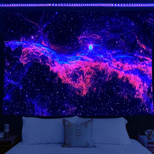 Miniatura 3 de PSYHILAR Tapices de luz negra Galaxy Space para adultos y adolescentes, nebulosa, Vía Láctea, reactiva a los rayos UV (59 x 39 pulgadas)