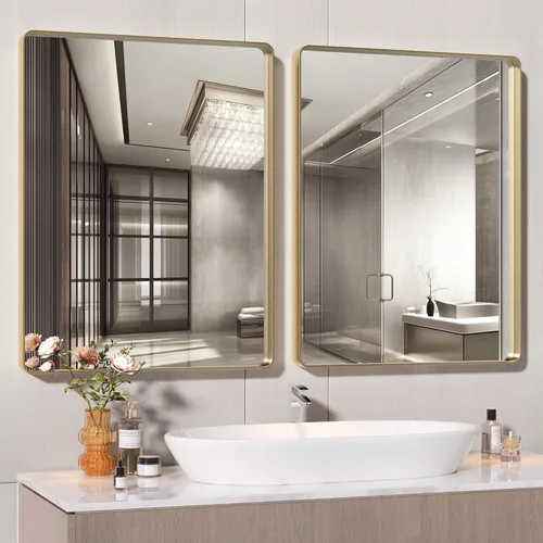 Miniatura 9 de Hasipu - Juego de 2 espejos de baño para pared, espejos de baño con marco de metal negro de 30 x 24 pulgadas para sobre lavabo, espejos
