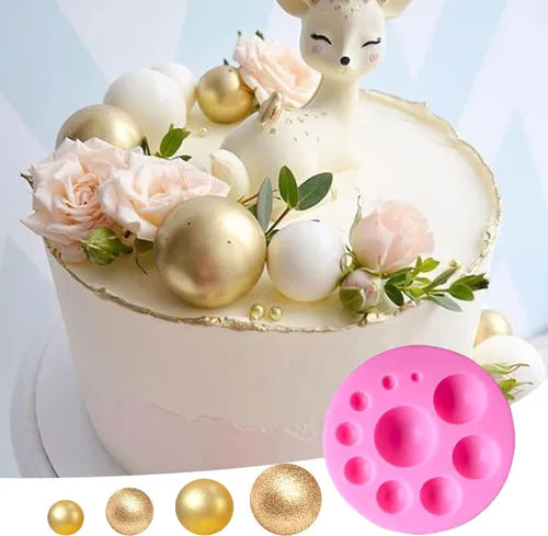 Miniatura 5 de MEMOVAN Molde de fondant de perlas 3D 2 unids Semi Esfera Bola Silicona Chocolate Molde Lollipop Molde de cúpula redonda Molde de silicona Mini