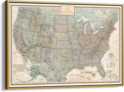 Miniatura 12 de Póster de lienzo enrollado personalizado con mapa de EE.UU. como arte de pared con chinchetas – Mapa ejecutivo grande de 24" x 36" de EE.UU.
