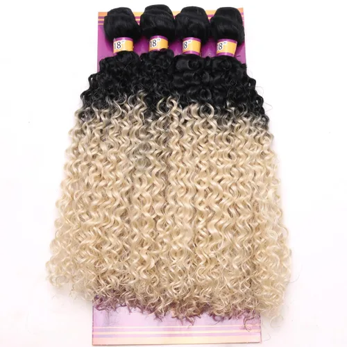 Miniatura 7 de Extensiones de cabello rizado afro rizado, sintético, tejido rápido, extensiones de cabello de fibra de alta temperatura para mujeres, color negro
