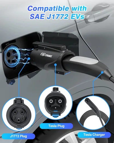 Miniatura 7 de EVDANCE Adaptador de Carga NACS a J1772 - Máx 80 Amp y 250V Adaptador EV J1772 Compatible con Conectores Tesla de Alta Potencia, Cargadores de Negro